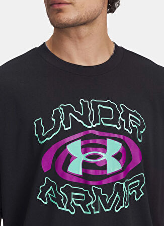 1390190-001 UA M HWT Hoops Hoopnoti Siyah Yuvarlak Yaka Loose Fit Baskılı Erkek T-Shirt