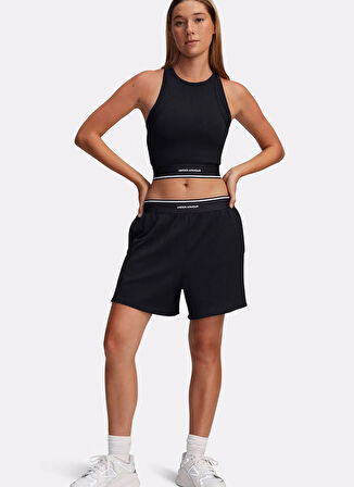 Under Armour 1389641-001 UA Meridian Rib Branded Siyah Fitted Düz Kadın Atlet