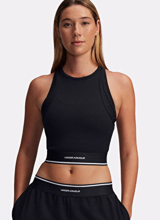 Under Armour 1389641-001 UA Meridian Rib Branded Siyah Fitted Düz Kadın Atlet