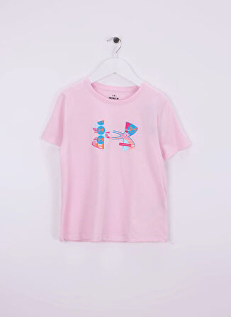 Under Armour Baskılı Pembe Kız Çocuk T-Shirt 1389769-647-UA Big Logo UA Fill SS