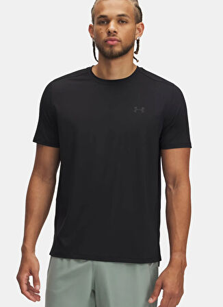 Under Armour 1389802-001-UA Launch Elite Shortsl Siyah Bisiklet Yaka Normal Düz Erkek T-Shirt