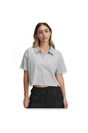 Under Armour 1389639 Ua Icon Terry Polo Gri Kadın T-Shirt