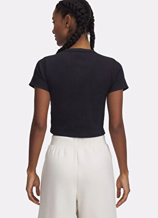 6000264-001 UA Rival Rib Baby Tee Yuvarlak Yaka Fitted Siyah Kadın T-Shirt