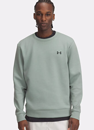 1389351-348 UA Unstoppable Flc Crew Yuvarlak Yaka Fitted Yeşil Erkek Sweatshirt