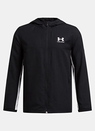 Under Armour Fermuarlı Yaka Düz Siyah Erkek Çocuk Eşofman Üstü 1390154-001-UA B Rival Wvn Jacket