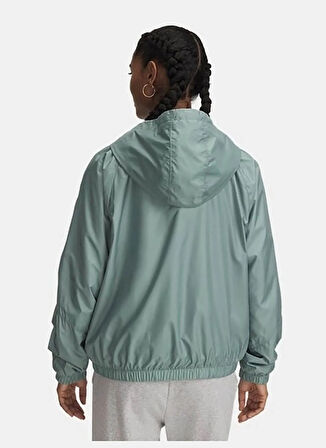 1382698-348 UA Rival Sport Windbrea Yeşil Fermuarlı Loose Fit Kadın Rüzgarlık