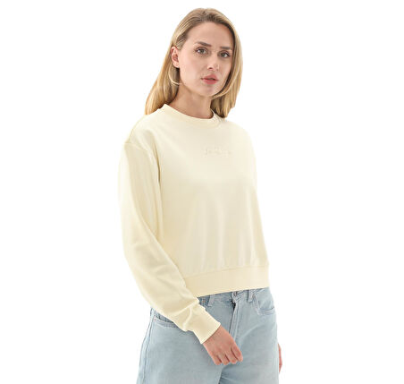 000JF5E301-R Vans W Essentıal Ft Rlx Crew Kadın Sweatshirt Krem