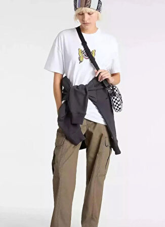 Vans VN000NXCWHT1-ETHEREAL OS SS Beyaz Yuvarlak Yaka Normal Düz Kadın T-Shirt