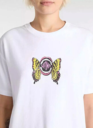 Vans VN000NXCWHT1-ETHEREAL OS SS Beyaz Yuvarlak Yaka Normal Düz Kadın T-Shirt