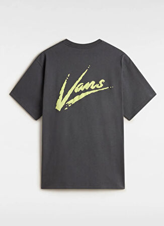 Vans VN000K42EBA1-Brush Script LOOSE SS Gri Yuvarlak Yaka Normal Düz Erkek T-Shirt