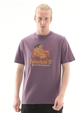 Timberland TB0A6DJ1ENX1-Front Boot Graphic Tee Mor Bisiklet Yaka Normal Baskılı Erkek T-Shirt