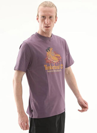 Timberland TB0A6DJ1ENX1-Front Boot Graphic Tee Mor Bisiklet Yaka Normal Baskılı Erkek T-Shirt