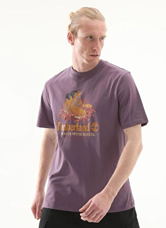 Timberland TB0A6DJ1ENX1-Front Boot Graphic Tee Mor Bisiklet Yaka Normal Baskılı Erkek T-Shirt