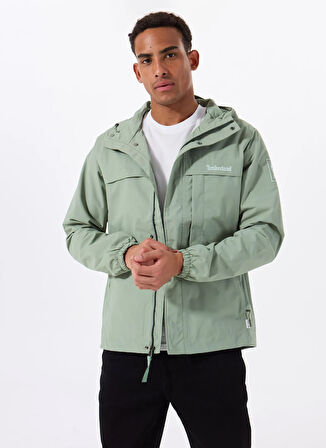 Timberland BENTON Waterproof Shell Jacket Yeşil Dik Yaka Normal Düz Erkek Yağmurluk