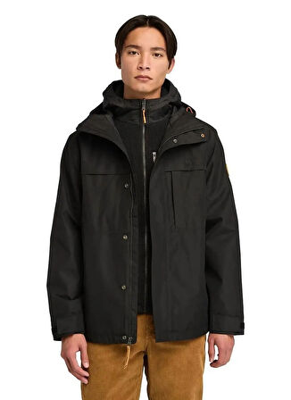 Timberland BENTON Waterproof Shell Jacket Siyah Dik Yaka Normal Düz Erkek Yağmurluk