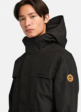 Timberland BENTON Waterproof Shell Jacket Siyah Dik Yaka Normal Düz Erkek Yağmurluk