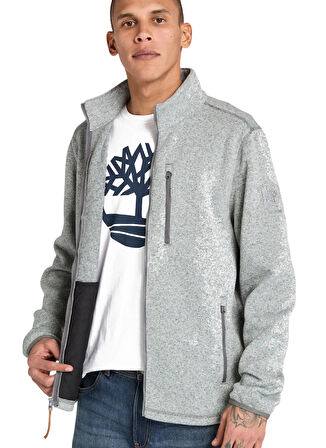 Timberland TB0A44T10521-Melange Fleece Jacket Gri Regular Fit Taşlamalı Erkek Ceket