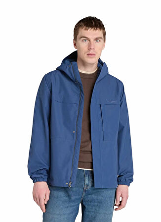 TB0A5XRSEYO1-BENTON Waterpro Jacket Mavi Fermuarlı Regular Fit Erkek Yağmurluk