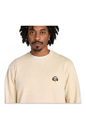Timberland Tb0A6Hhk Tree Logo Patch Crewneck Krem Erkek Sweatshirt