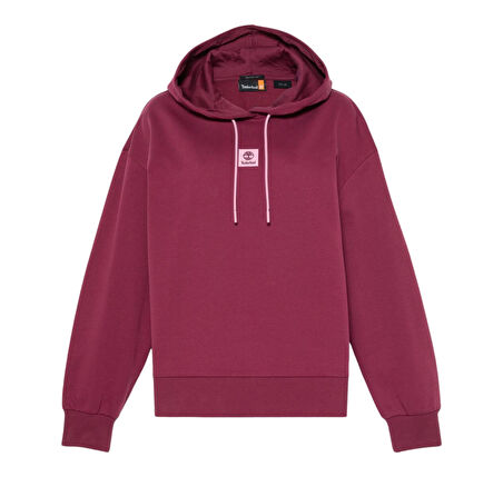 B0A5SX26481-R Timberland Stack Logo Loop Back Hoodie Kadın Sweatshirt Bordo