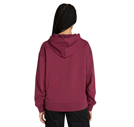 B0A5SX26481-R Timberland Stack Logo Loop Back Hoodie Kadın Sweatshirt Bordo