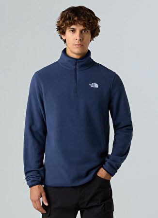 The North Face NF0A8D0Q8K21-M GLACIER ZIP JACKET Lacivert Fermuarlı Yaka Standart Düz Erkek Sweatshırt