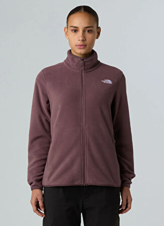 The North Face NF0A8D2FBQ71-GLACIER FLEECE JACKET Kahve Fermuarlı Yaka Standart Düz Kadın Sweatshırt