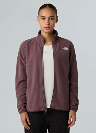 The North Face NF0A8D2FBQ71-GLACIER FLEECE JACKET Kahve Fermuarlı Yaka Standart Düz Kadın Sweatshırt