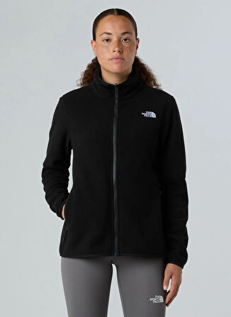 The North Face NF0A8D2FJK31-GLACIER FLEECE JACKET Siyah Fermuarlı Yaka Standart Düz Kadın Sweatshırt