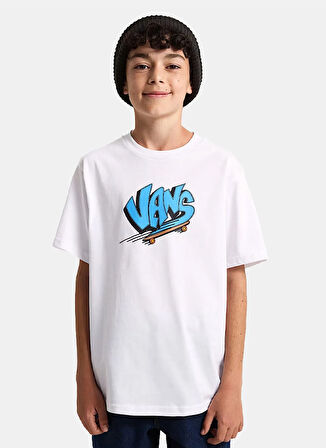 Vans Baskılı Beyaz Erkek Çocuk T-Shirt VN000RDGWHT1-BY Vans SK8 SS