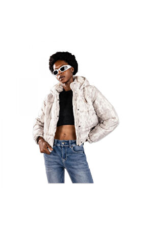 Vans Vn000Pk2 Hillgate Aop Cropped Puffer Bej Kadın Mont