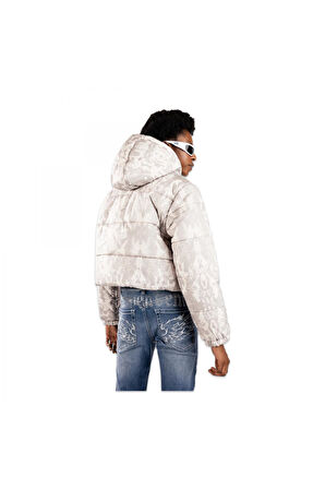 Vans Vn000Pk2 Hillgate Aop Cropped Puffer Bej Kadın Mont