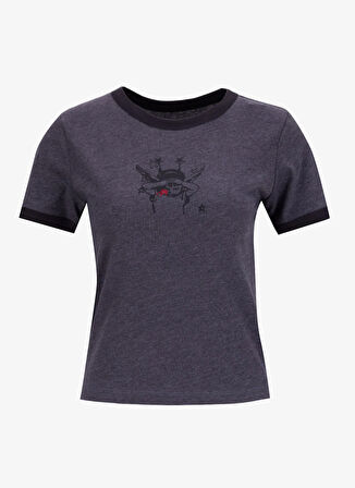 Vans VN000RC1O8W1-Cruzing Ringer Tee Gri Bisiklet Yaka Normal Düz Kadın T-Shirt