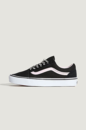 Unisex Old Skool Damalı Bağcıklı Sneaker - Siyah/Pembe | 40
