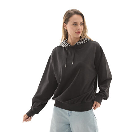 000R3FBLK1-R Vans Effy Hooded Crew Kadın Sweatshirt Siyah