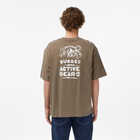 Timberland Rugged Mountaın" Back Graphıc Erkek Kahverengi T-Shirt