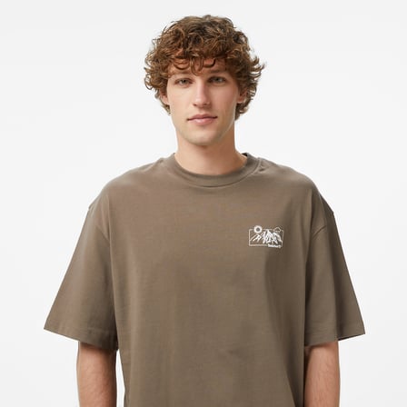 Timberland Rugged Mountaın" Back Graphıc Erkek Kahverengi T-Shirt