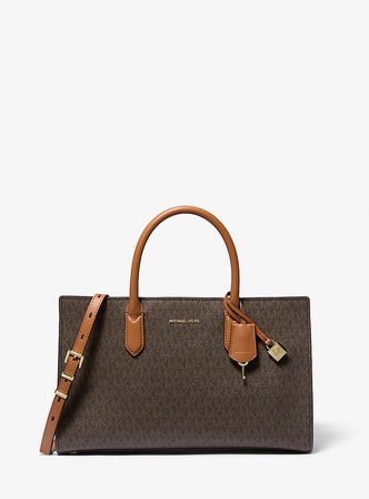 Michael Kors Kadın Marka Logo Baskılı Gold Aksesuar Detaylı Ayarlanabilir Omuz Askılı Günlük Kullanıma Uygun Şık Kahverengi Omuz Çantası 30F4GETS2B 252