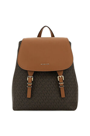 Kadın Monogram Desenli Kapaklı Yazı Logolu Sırt Çantası - Kahverengi | undefined