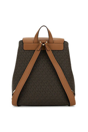 Kadın Monogram Desenli Kapaklı Yazı Logolu Sırt Çantası - Kahverengi | undefined