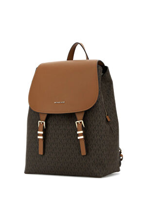 Kadın Monogram Desenli Kapaklı Yazı Logolu Sırt Çantası - Kahverengi | undefined