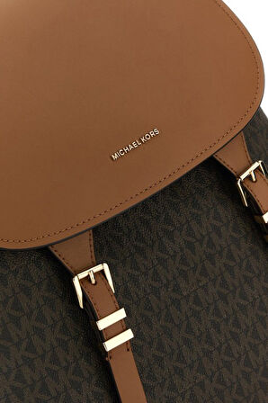 Kadın Monogram Desenli Kapaklı Yazı Logolu Sırt Çantası - Kahverengi | undefined