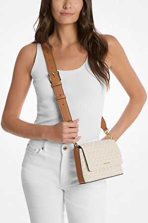 Kadın Nessa Küçük İmzalı Logolu Çapraz Çanta - Krem | undefined