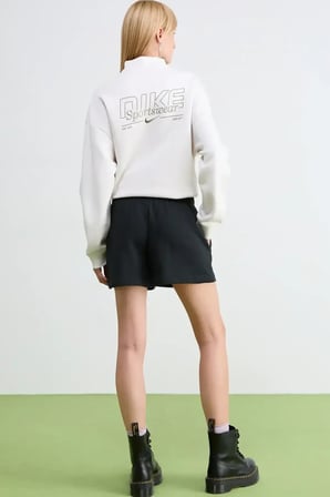 Nike Club Fleece FT MR 4" Gx Kadın Bol Kesim Siyah Spor Şort 