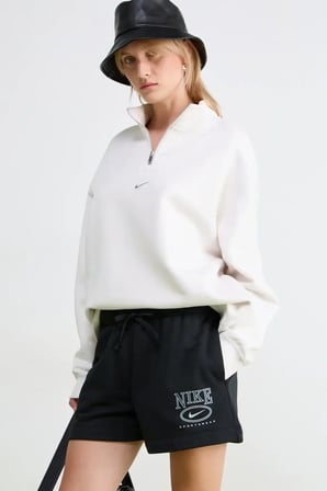 Nike Club Fleece FT MR 4" Gx Kadın Bol Kesim Siyah Spor Şort 