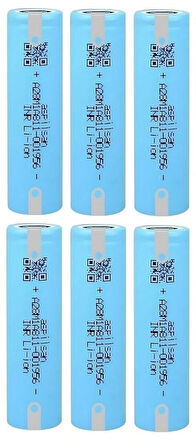 Aspilsan A28 Başlıksız Puntalı 3.7V 2900MAH 25A Discharge Şarjlı Li-Ion Pil 6 Adet Set