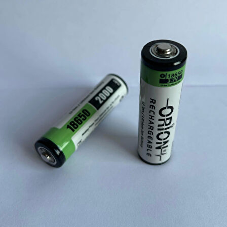 Orion Başlı 18650 3.7V 2000mAh Şarj Edilebilir Li-Ion Pil -Başlıklı - 3C
