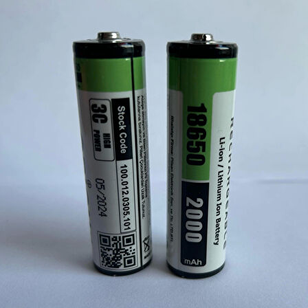 Orion Başlı 18650 3.7V 2000mAh Şarj Edilebilir Li-Ion Pil -Başlıklı - 3C