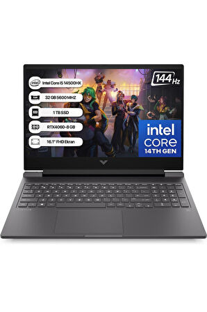 HP Victus 9J250EA Intel Core i5 14500HX 32GB 1TB SSD RTX4060-8GB Freedos 16.1" FHD 144Hz Taşınabilir Bilgisayar