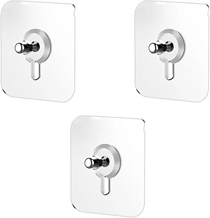 Microcase Güçlü Plastik Yapışkanlı 10mm Hanger Vidalı Eşya Ürün Raf Tutucu Askılık 3 Adet - Şeffaf AL4265